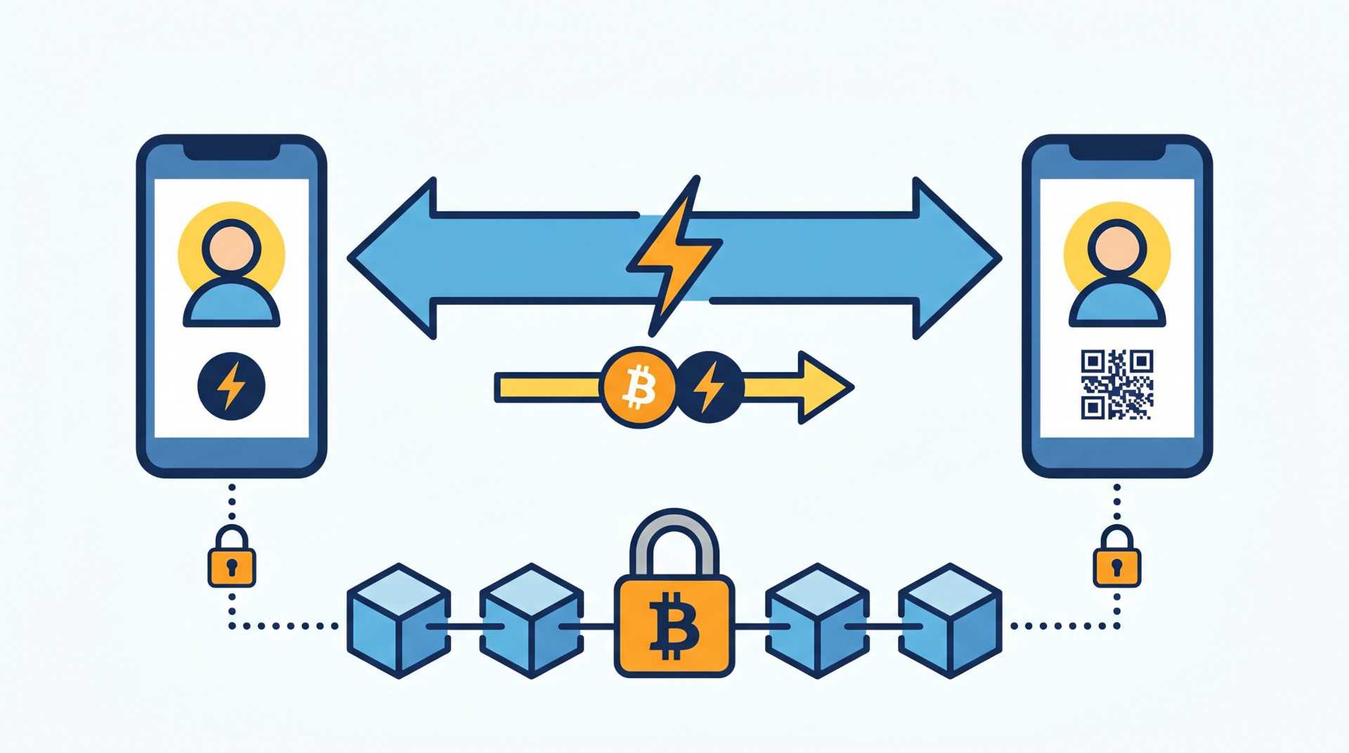 Schéma des paiements Bitcoin Lightning via be-BOP